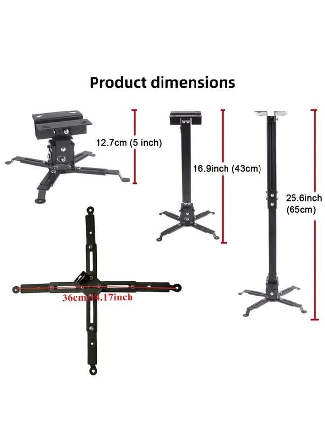 Black Adjustable Rotating Metal Projector Stand For RV Ceiling And Conference Room - Image 4