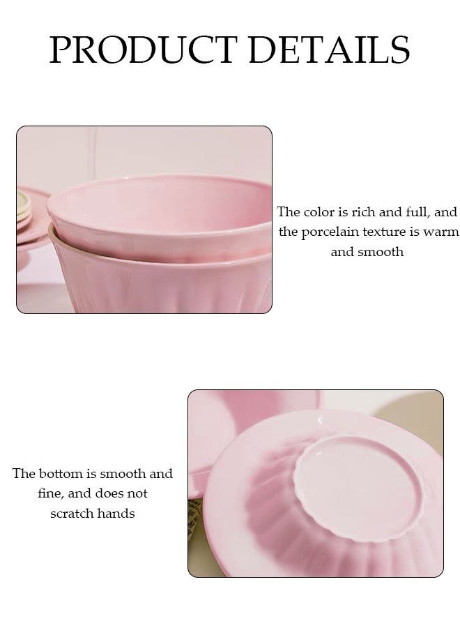 DUNISO 10-Piece Pink Ceramic Bowls And Plates Set, Microwave Safe, Sauce Dish, Dipping Sauce Bowl, Serving Bowl, Stackable, Suitable For Dessert, Appetizer, Ketchup, Salad, Sushi, Noodle, Soup,Crockery Tableware Set，Ceramic Tableware - Image 3