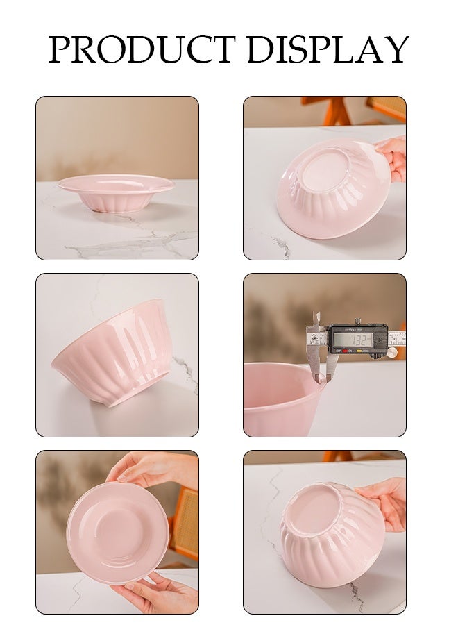 DUNISO 10-Piece Pink Ceramic Bowls And Plates Set, Microwave Safe, Sauce Dish, Dipping Sauce Bowl, Serving Bowl, Stackable, Suitable For Dessert, Appetizer, Ketchup, Salad, Sushi, Noodle, Soup,Crockery Tableware Set，Ceramic Tableware - Image 4