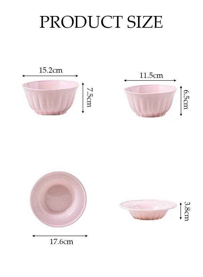 DUNISO 10-Piece Pink Ceramic Bowls And Plates Set, Microwave Safe, Sauce Dish, Dipping Sauce Bowl, Serving Bowl, Stackable, Suitable For Dessert, Appetizer, Ketchup, Salad, Sushi, Noodle, Soup,Crockery Tableware Set，Ceramic Tableware - Image 2