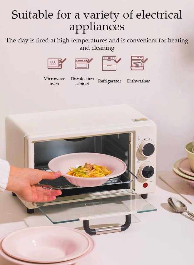 DUNISO 10-Piece Pink Ceramic Bowls And Plates Set, Microwave Safe, Sauce Dish, Dipping Sauce Bowl, Serving Bowl, Stackable, Suitable For Dessert, Appetizer, Ketchup, Salad, Sushi, Noodle, Soup,Crockery Tableware Set，Ceramic Tableware - Image 5