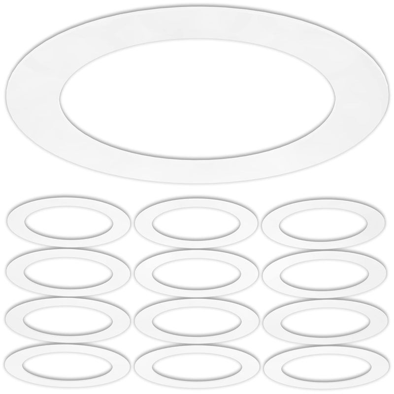 Lighting Labs 12 Pack Gloss White Goof Trim Ring for 6 Inch Recessed Can Lighting Down Light, Outer Diameter 8 inches - Image 1