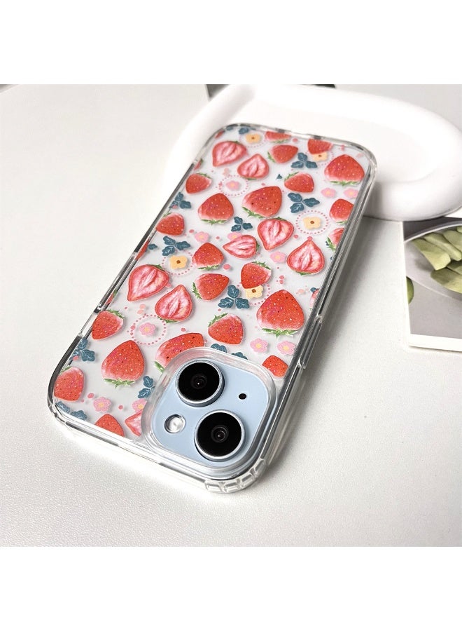 NIBEMINENT Red Strawberry Protective TPU Case Cover For iPhone 16 Plus Clear - Image 1