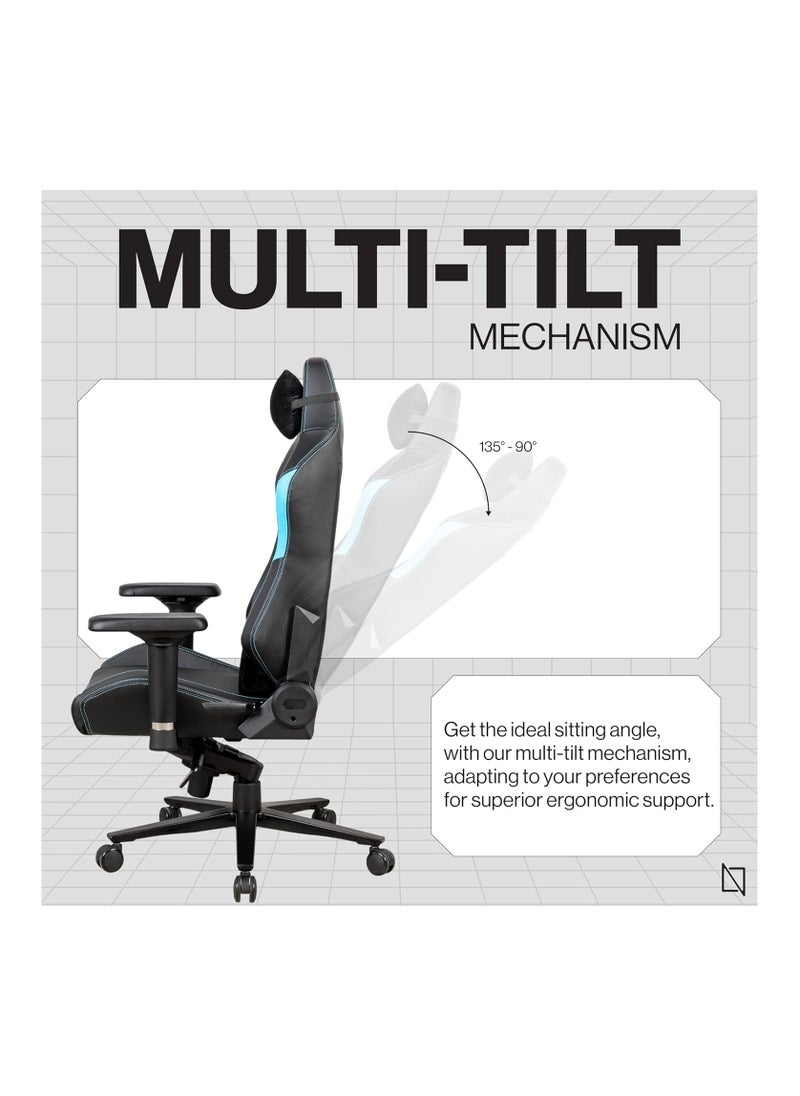 NAVODESK Navodesk APEX CORE Ergonomic Gaming Chair with Lumbar and Memory Foam Headrest Pillow Computer Gaming Chair with Armrest Cloud Leather BLUE  - Image 2