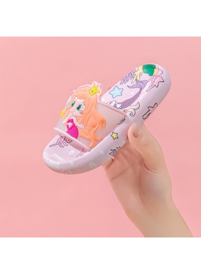 شباشب أطفال للبنات، بطبعة حورية البحر الكرتونية اللطيفة، مناسبة للاستخدام الداخلي والخارجي، بنعل ناعم مانع للانزلاق - Image 5