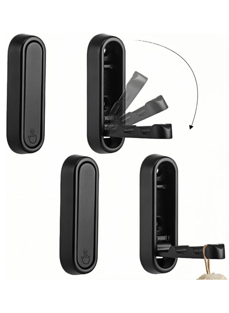 4PCS  Zinc Alloy Foldable Wall Hooks for Hanging Coats Towels Bags, Wall Mounted Folding Hook Heavy Duty, Rustproof Matte Black Bathroom Hooks for Entryway Closet Bedroom Laundry Room - Image 1