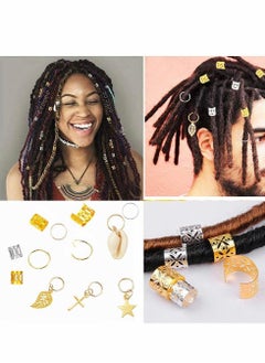 SYOSI Hair Jewelry for Braids, 140 Pieces Aluminum Accessories Dreadlocks Beads Metal Cuffs Rings Shell Charms Coils Braiding Decoration Clips  - Image 3