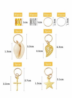SYOSI Hair Jewelry for Braids, 140 Pieces Aluminum Accessories Dreadlocks Beads Metal Cuffs Rings Shell Charms Coils Braiding Decoration Clips  - Image 2