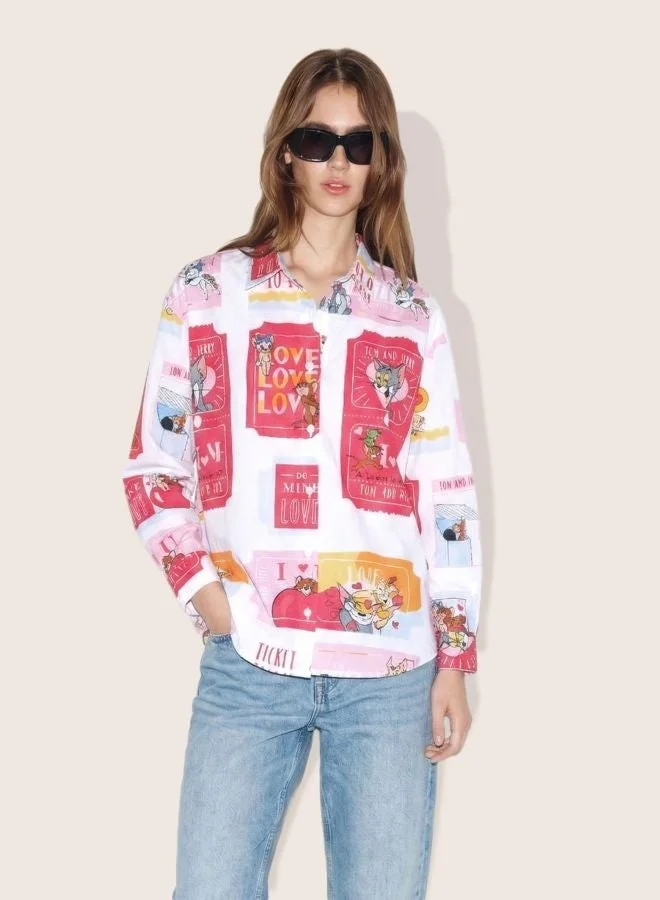 Freehand Women Relaxed Fit Character Round Neck Long Sleeve Shirt
