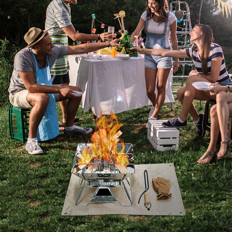 Fire Pit Mat Khaki Fireproof Material Heat Up To 800℃ - Highly Anti-Wear Durable Fireproof Ember Mat For Outdoor Grill Fire Pit Surface Protection & Windy Conditions - Image 4