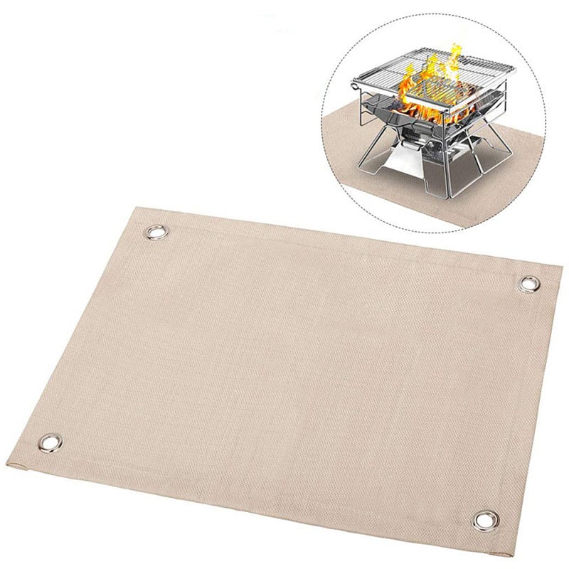 Fire Pit Mat Khaki Fireproof Material Heat Up To 800℃ - Highly Anti-Wear Durable Fireproof Ember Mat For Outdoor Grill Fire Pit Surface Protection & Windy Conditions - Image 1