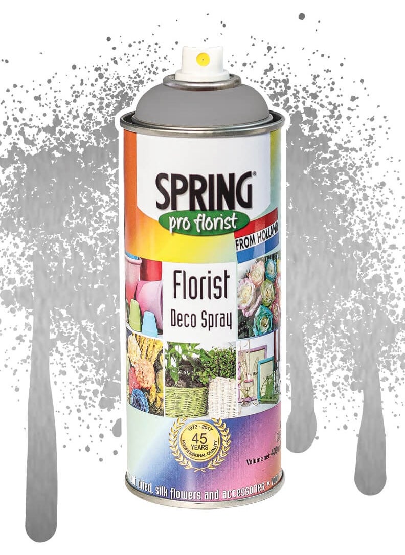 SPRING Spring Color Spray Brite Silver, 400ml, High-Quality Floral Spray for Fresh or Artificial Flowers 