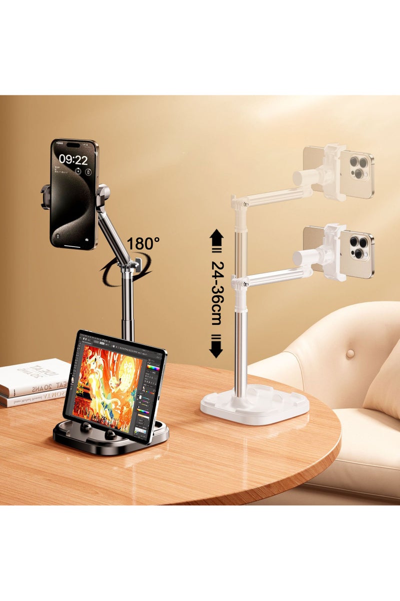 Bamboo Portable Mobile Stand, Adjustable Phone Stand height 24-36 cm, 360-Degree Universal Phone Holder, Mobile Phone Holder for All Phone - Image 1