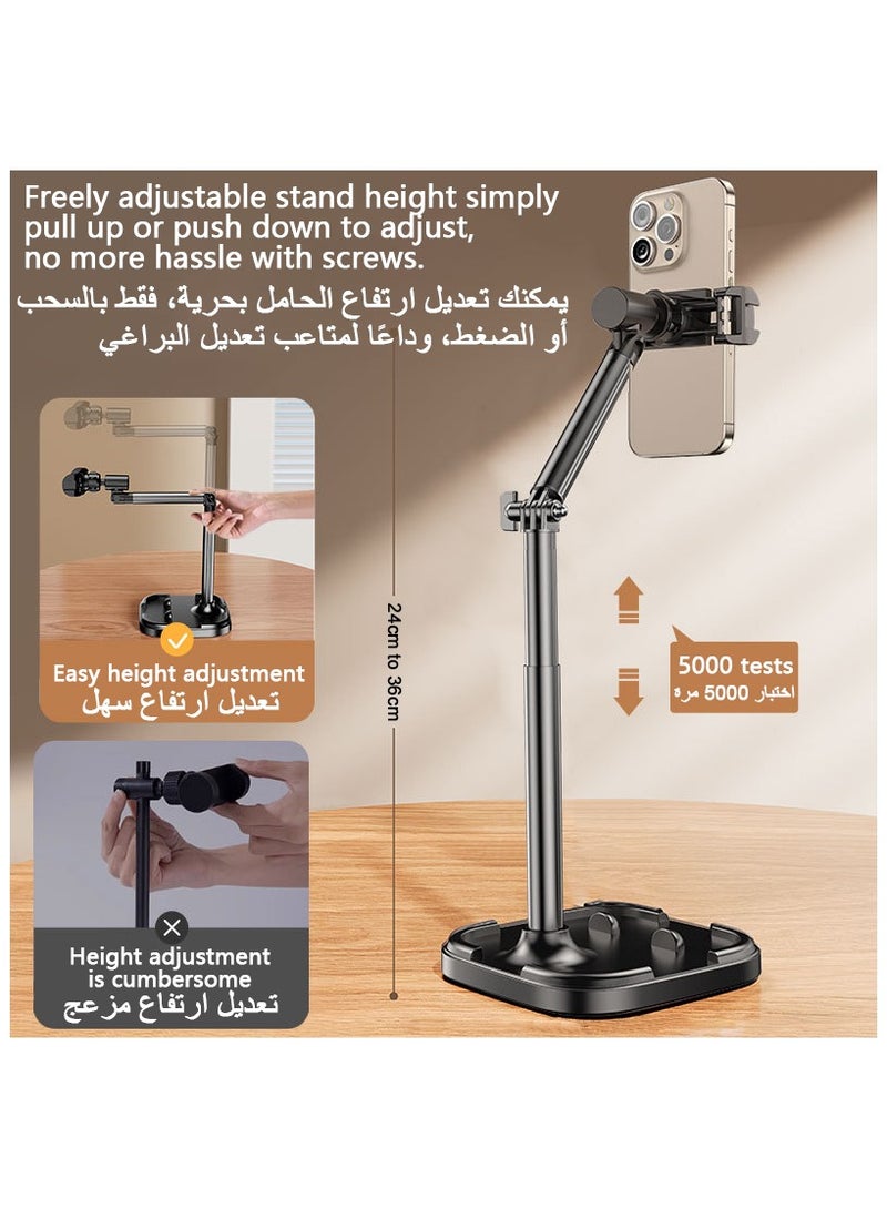 Bamboo Portable Mobile Stand, Adjustable Phone Stand height 24-36 cm, 360-Degree Universal Phone Holder, Mobile Phone Holder for All Phone - Image 2
