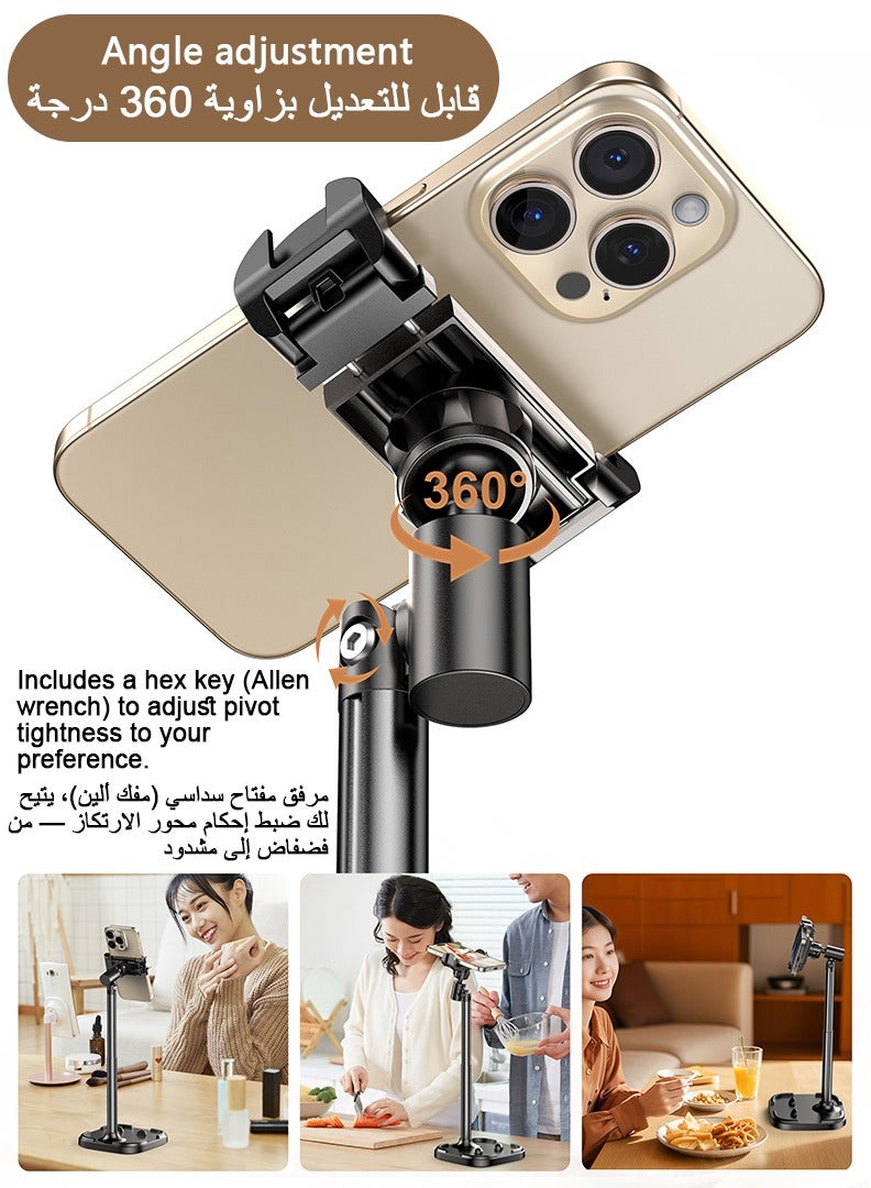 Bamboo Portable Mobile Stand, Adjustable Phone Stand height 24-36 cm, 360-Degree Universal Phone Holder, Mobile Phone Holder for All Phone - Image 3