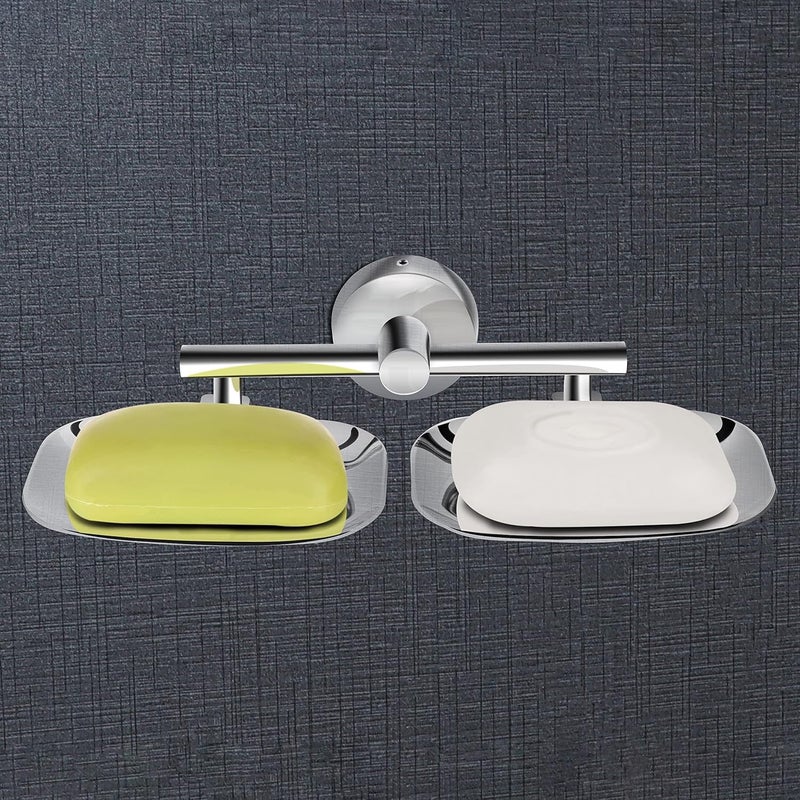 Planet 304 Grade Stainless Steel Rectangular Double Soap Holder for BathroomSoap DishBathroom Soap StandBathroom Accessories Siver Chrome - Image 2