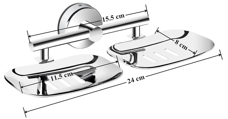 Planet 304 Grade Stainless Steel Rectangular Double Soap Holder for BathroomSoap DishBathroom Soap StandBathroom Accessories Siver Chrome - Image 3