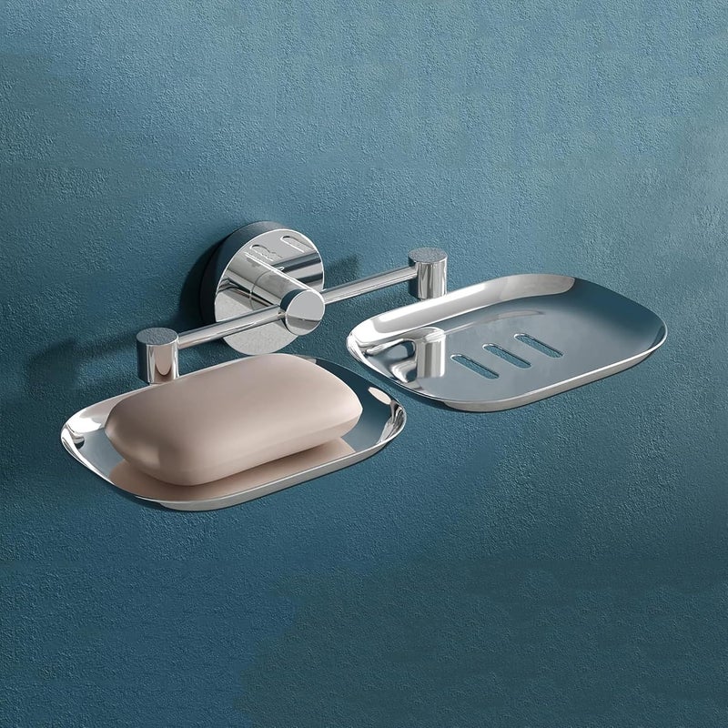 Planet 304 Grade Stainless Steel Rectangular Double Soap Holder for BathroomSoap DishBathroom Soap StandBathroom Accessories Siver Chrome - Image 1