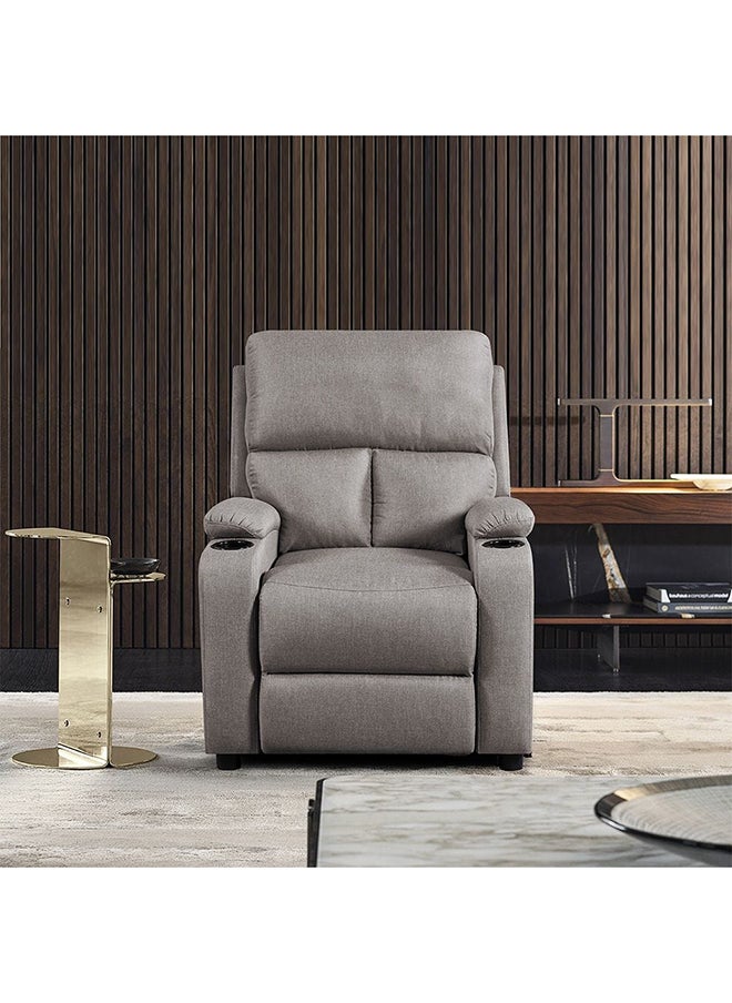 DANUBE HOME Mystic 1 Seater Fabric Pushback Recliner With Cup Holder Relaxing Chair Modern Design One Seat Sofas Comfortable Living Room Furniture L 83 x W 93 x H 103 cm Oatmeal  - Image 1