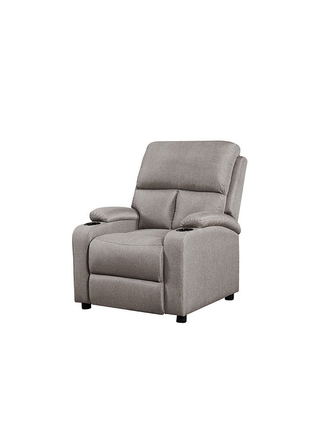 DANUBE HOME Mystic 1 Seater Fabric Pushback Recliner With Cup Holder Relaxing Chair Modern Design One Seat Sofas Comfortable Living Room Furniture L 83 x W 93 x H 103 cm Oatmeal  - Image 2