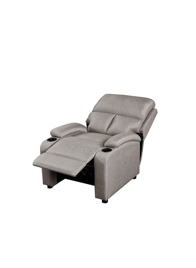 DANUBE HOME Mystic 1 Seater Fabric Pushback Recliner With Cup Holder Relaxing Chair Modern Design One Seat Sofas Comfortable Living Room Furniture L 83 x W 93 x H 103 cm Oatmeal  - Image 3