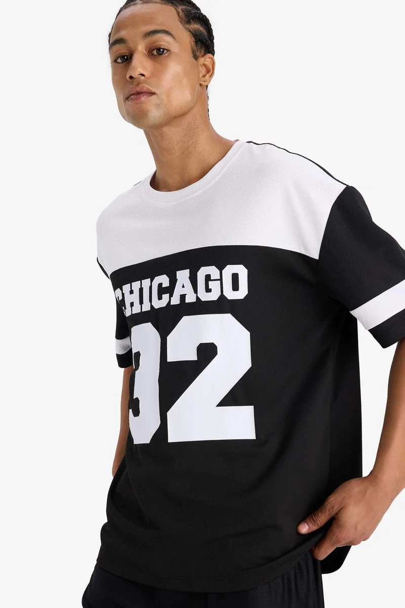 ديفاكتو DeFactoFit Oversize Fit Crew Neck Printed Sports T-Shirt