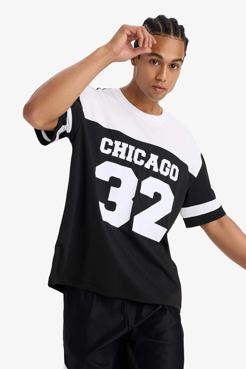 Defacto  DeFactoFit Oversize Fit Crew Neck Printed Sports T-Shirt for Men | Best Price UAE