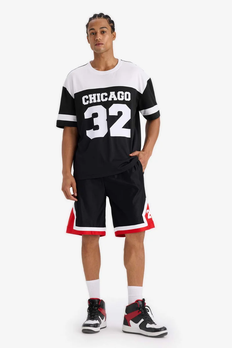 ديفاكتو DeFactoFit Oversize Fit Crew Neck Printed Sports T-Shirt