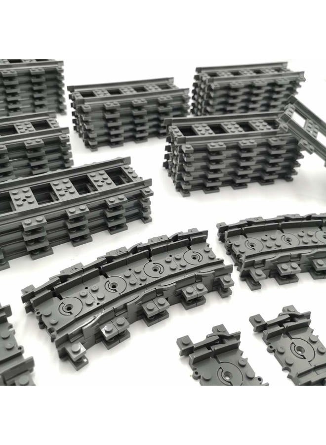 ZHX 56pcs City Train Tracks Toy Straight and Flexible Train Track Railway Extension Building Set Block Toy Compatible with Major Brand (36 Straight and 20 Flexible) - Image 3