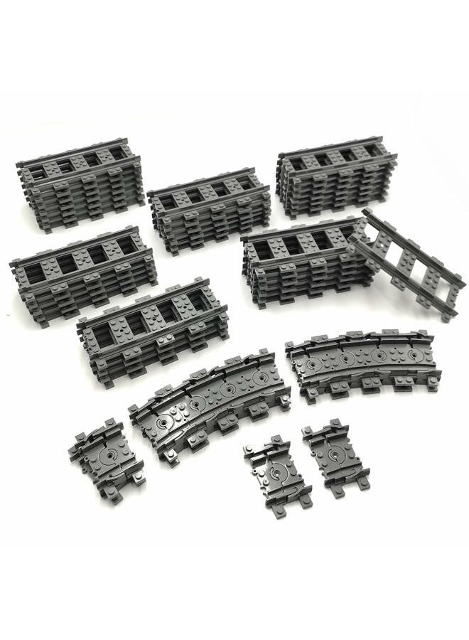ZHX 56pcs City Train Tracks Toy Straight and Flexible Train Track Railway Extension Building Set Block Toy Compatible with Major Brand (36 Straight and 20 Flexible) - Image 1
