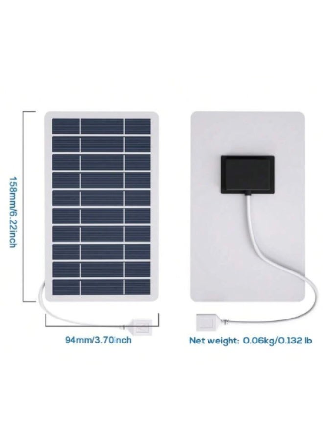 Portable Solar Panel Charger, 2W 5V Polycrystalline Solar Cell for Smartphones & Devices, Outdoor Camping - Image 1