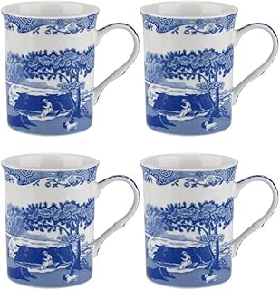 Spode Blue Italian Large Mugs | Set of 4 | 340ml / 12-ounces | Cup for Coffee, Tea, and Other Beverages | Blue/White | - Image 1