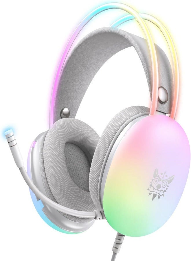 "Gradient Dynamic Light Headset Computer gaming headset for PS5/PS4/XSeries/Xone/NSwitch/PC Grey "  - Image 1