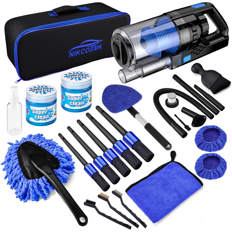 NIKCOSMK 17pcs Car Detailing Kit Interior Cleaner, Car Interior Cleaning Kit with Handheld Car Vacuum, Car Detailing Brushes, Windshield Cleaning Tool, Car Cleaning Supplies, Car Accessories for Men, Women - Image 1
