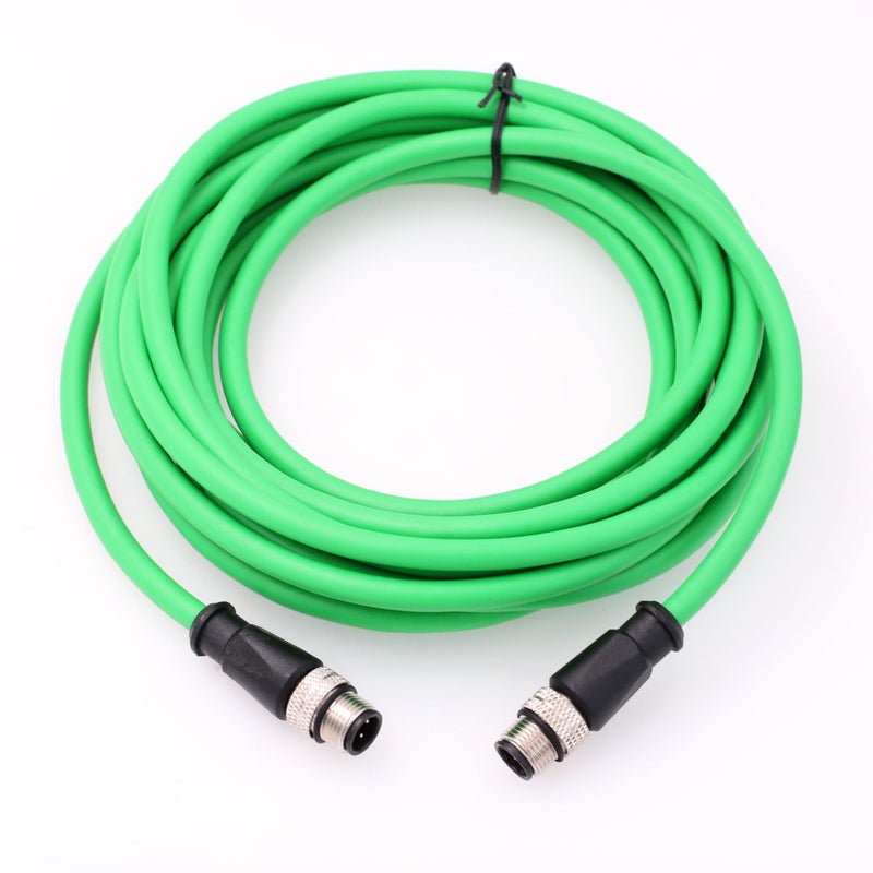 HangTon Ethernet M12 4 Pin D Code Male to M12 4 Pin D Code Male Cable for Baumer Omron Sick Encoder Sensor Camera Profinet Network Host Green PVC 2m - Image 1