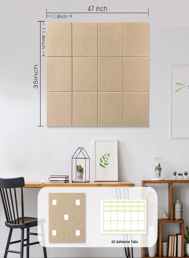 AkuDecor Large Cork Board for Office Wall Decor,48"x36"-12 Pack Felt Wall Tiles with 35 Push Pins, Thicker 0.47in, Felt Bulletin Board Pin Board Cork Boards for Walls - Khaki - Image 5