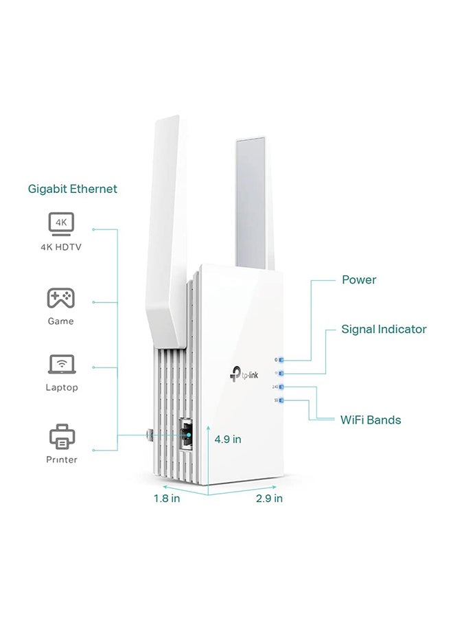 تي بي لينك موسع نطاق شبكة RE505X AX1500 ثنائي النطاق مزود بشبكة واي فاي 6 وسرعة تصل إلى 1500 ميجابايت في الثانية ومزود بوضع السرعة الفائقة ومنفذ جيجابت ووضع نقطة الاتصال يعمل مع أي نوع شبكة واي فاي لأي راوتر أبيض - Image 5