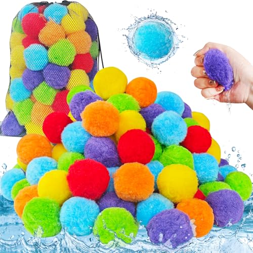 Zddaoole 120 Pcs Reusable Water BallsSoft Soaker Splash Balloons for Outdoor Water GamesPool and Beach ActivitiesReusable Water Toys for Summer Fun and Party Favors - Image 1