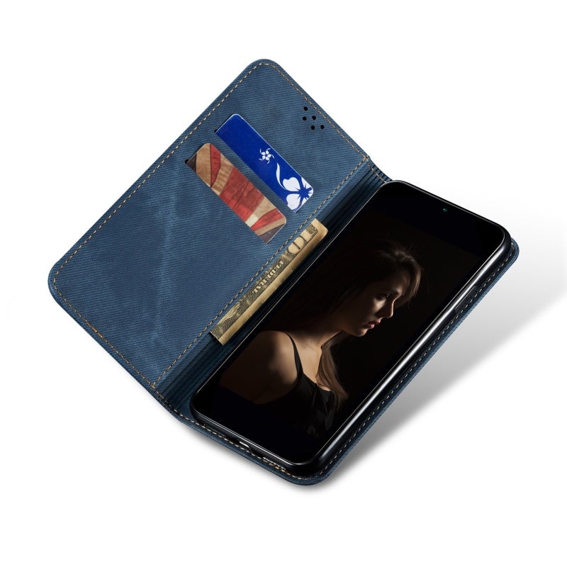 HuHa Case Cover For Nothing Phone 2A Denim Texture Casual Style Flip Leather Case(Blue) - Image 5