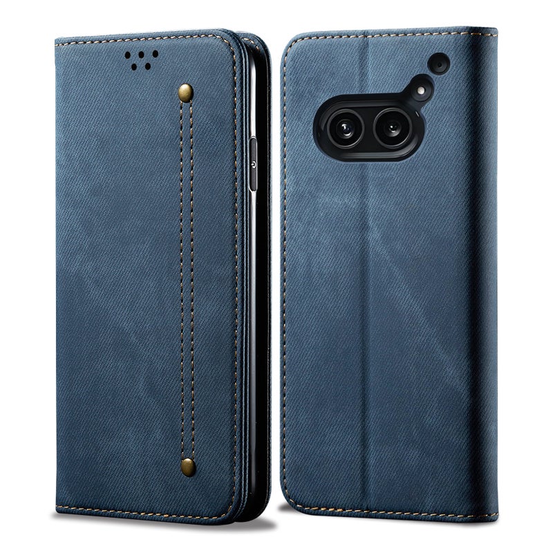 HuHa Case Cover For Nothing Phone 2A Denim Texture Casual Style Flip Leather Case(Blue) - Image 1