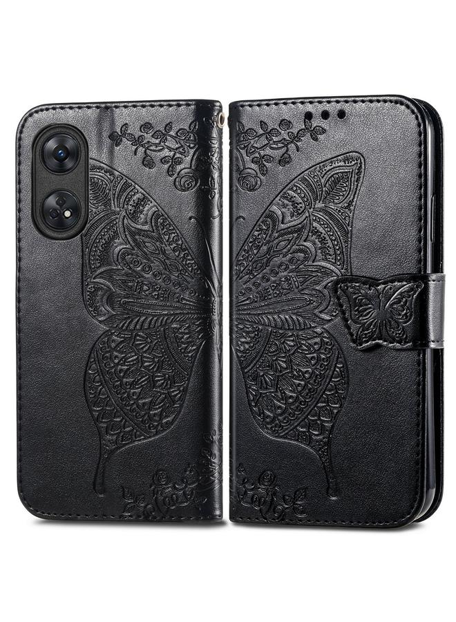 S-TOP Case For OPPO Reno8 T 4G Butterfly Love Flower Embossed Leather Phone Case - Image 2