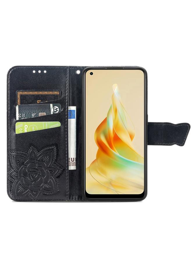 S-TOP Case For OPPO Reno8 T 4G Butterfly Love Flower Embossed Leather Phone Case - Image 3