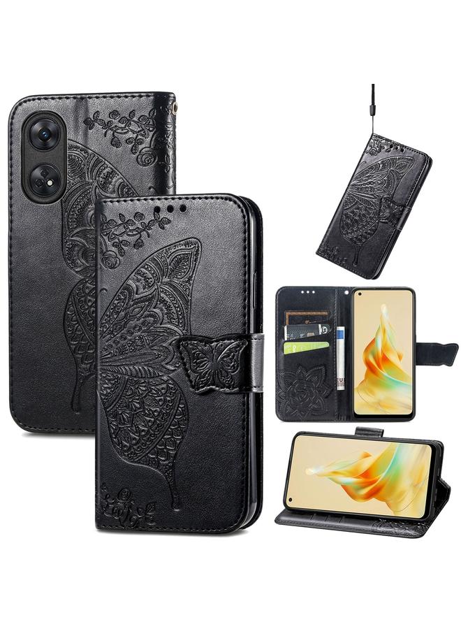 S-TOP Case For OPPO Reno8 T 4G Butterfly Love Flower Embossed Leather Phone Case - Image 1