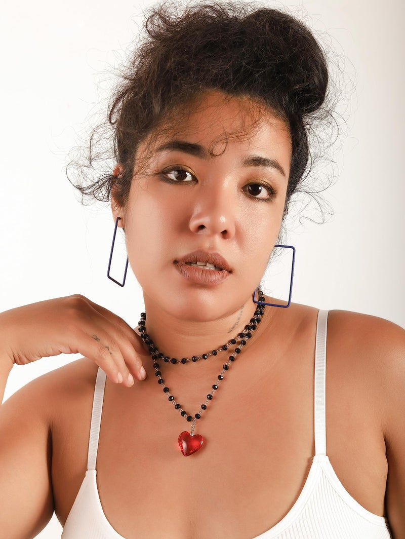 Sacina Gothic Y2k Red Heart Necklace, Layered Black Beaded Heart Choker, Gothic Emo Grunge Y2k Necklace, Valentine Gift, Halloween Christmas Jewelry Gift For Women - Image 4