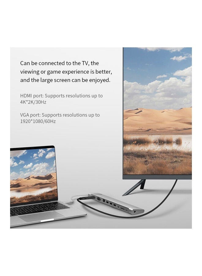 NIBEMINENT - USB C Hub Multiport Adapter Silver - Image 1
