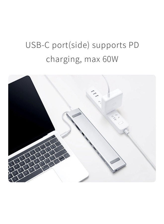 NIBEMINENT - USB C Hub Multiport Adapter Silver - Image 1