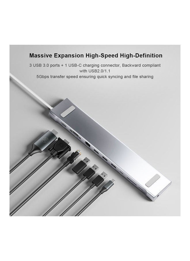 NIBEMINENT - USB C Hub Multiport Adapter Silver - Image 1