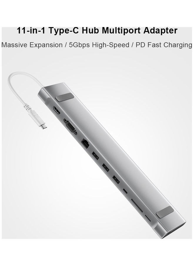NIBEMINENT - USB C Hub Multiport Adapter Silver - Image 1