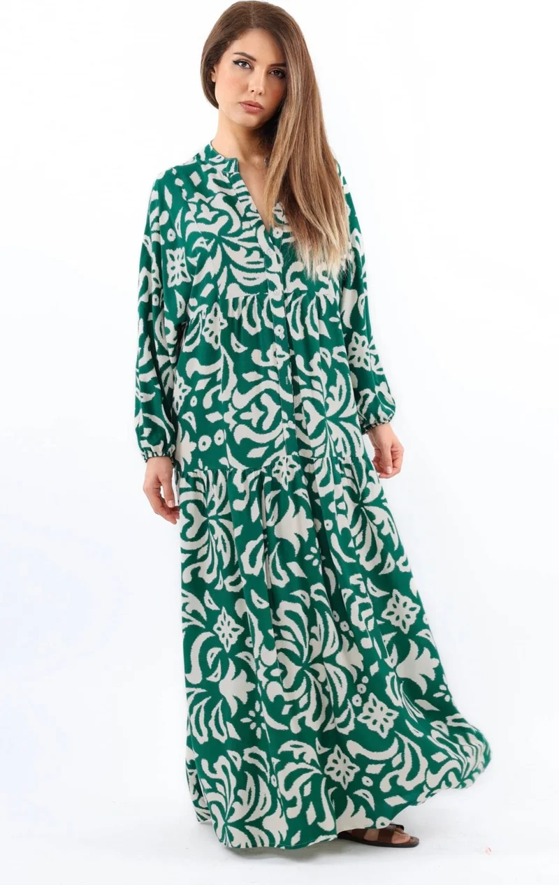 Ritnice Floral Green Maxi Dress