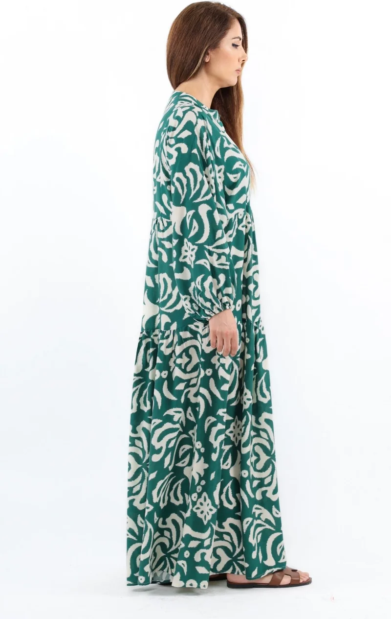 Ritnice Floral Green Maxi Dress